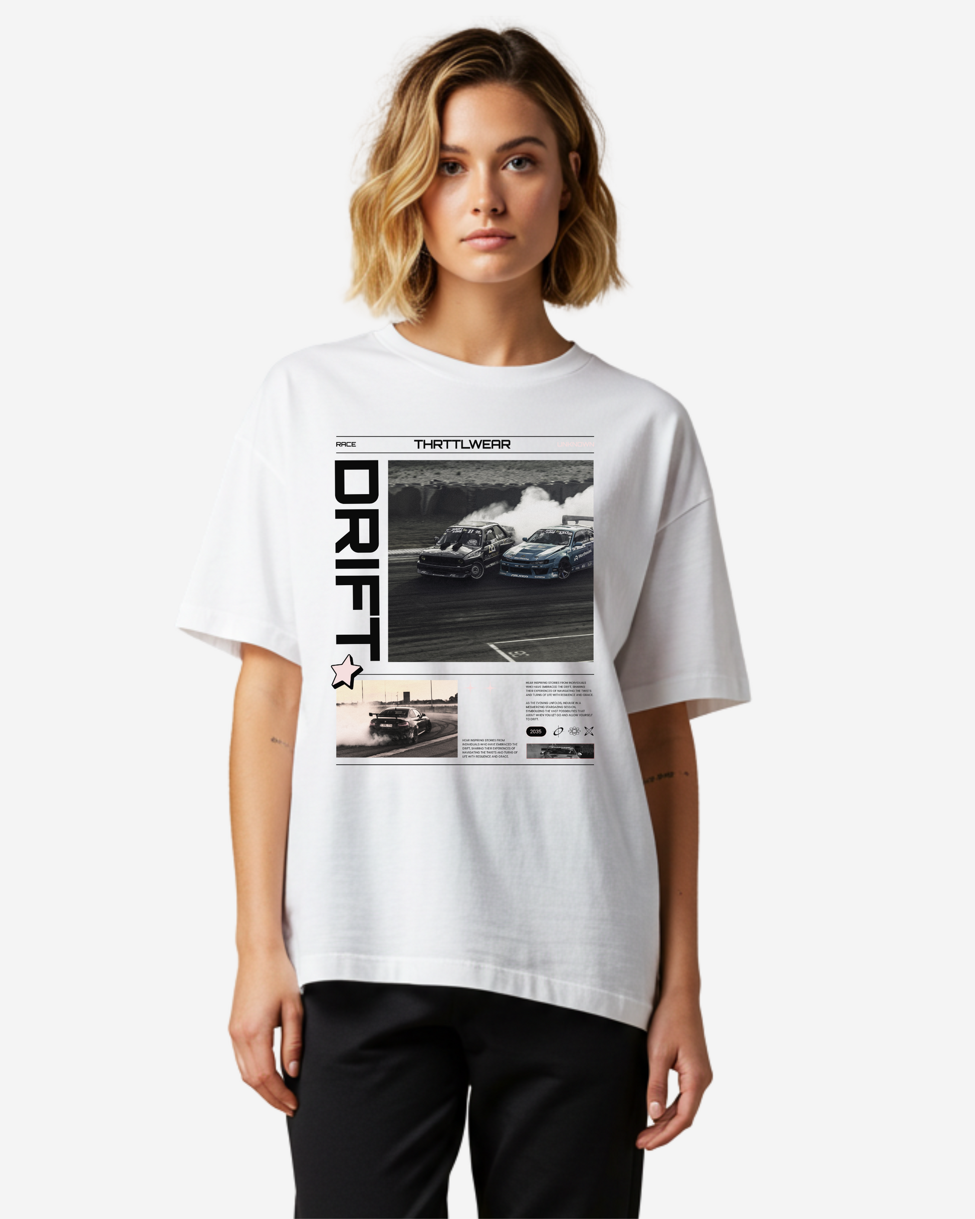 Drift Car Poster Design Oversized T-Shirt